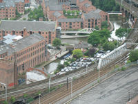Castlefields Basin and the Rochdale Canal from the Manchester Hilton